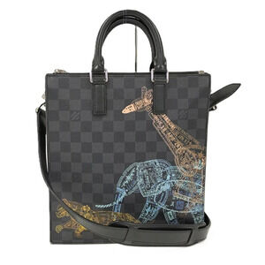 Louis Vuitton Sac Plat Messenger Handbag Animal Damier Graphite Black